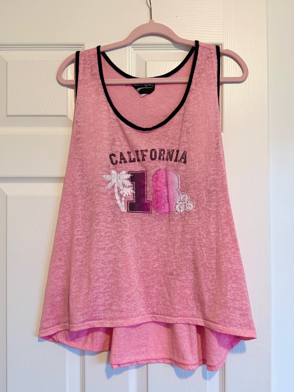 Pink Burnout California 18 Graphic Tank Racerback Ringer High Low Plus 3X